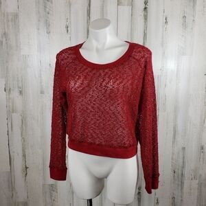 Crush red and silver crochet long sleeve size XL
